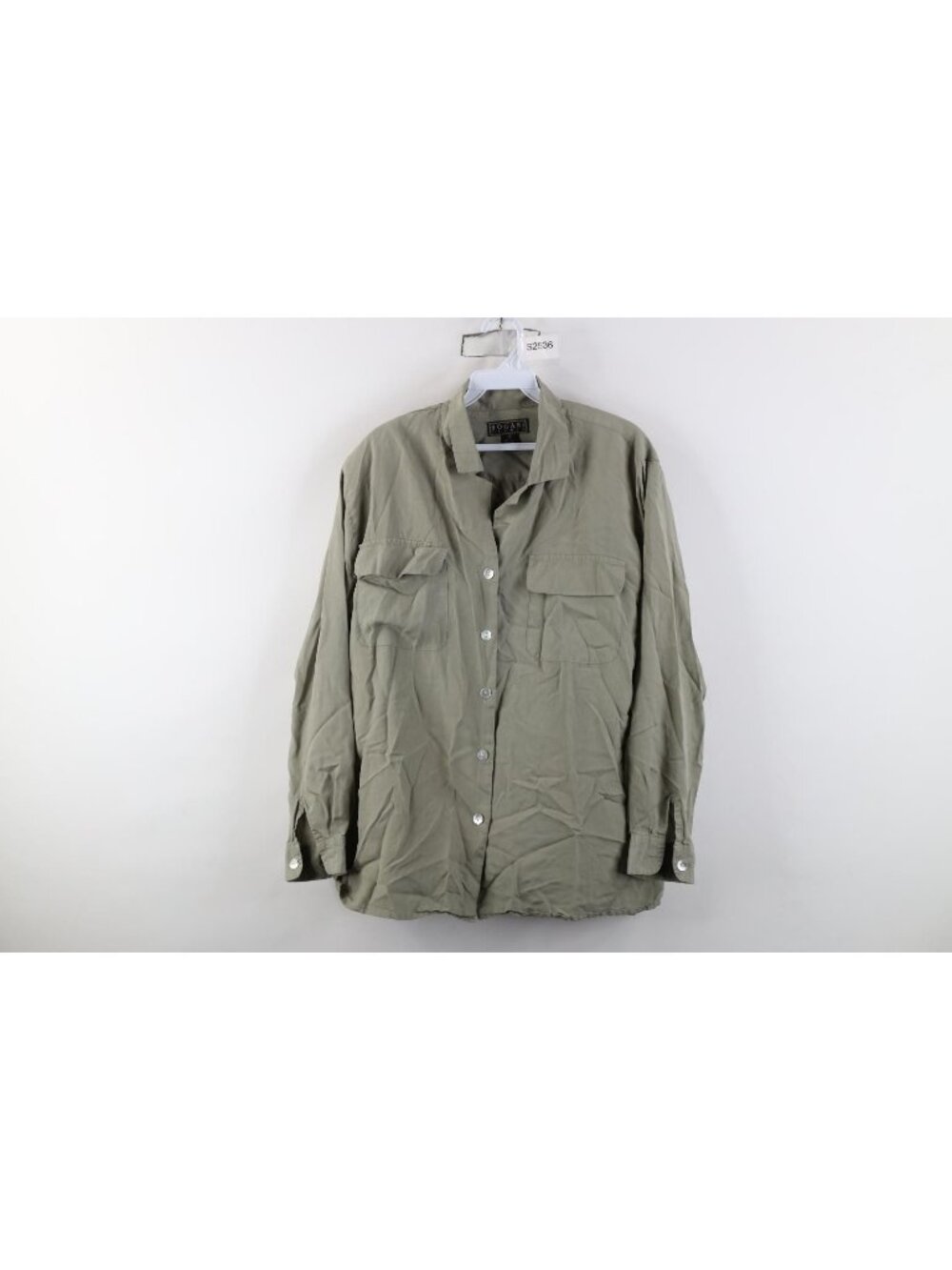 Vintage 90s Streetwear Womens Medium Silk Collared Board Button Shirt Green